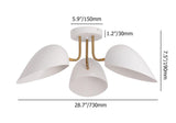 Modern 3-Light Geometric Semi Flush Mount Light Ceiling Lamp Fixture with White Shade