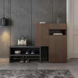 Gray Corner Shoe Storage Cabinet with 7 Shelves & 1 Drawer Entryway Shoe Storage