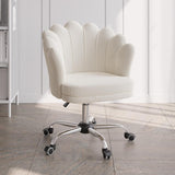 Blue Modern Swivel Office Chair Velvet Upholstered Task Chair Adjustable Height