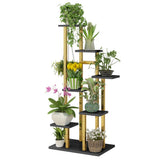 59.1" Modern Ladder 7-Tiered Plant Stand in Gold & White