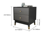 Modern Nightstand with 2 Drawers in Gray with Metal Legs