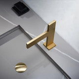 Brushed Gold Modern Bathroom Sink Faucet Single Handle 1-Hole Solid Brass