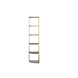 70.9" Fan-shaped Gold & White Corner Bookshelf Bookcase in 6 Shelves