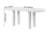 71" Oval White Dining Table 4 Pedestals 8 Seater Dining Room Table