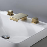 Moda Matte Black Waterfall Widespread Bathroom Sink Faucet Square Double Handle
