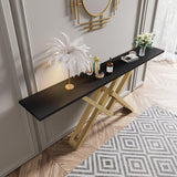 Black & Gold Narrow Console Table Accent Table For Entryway X Base Metal in Small