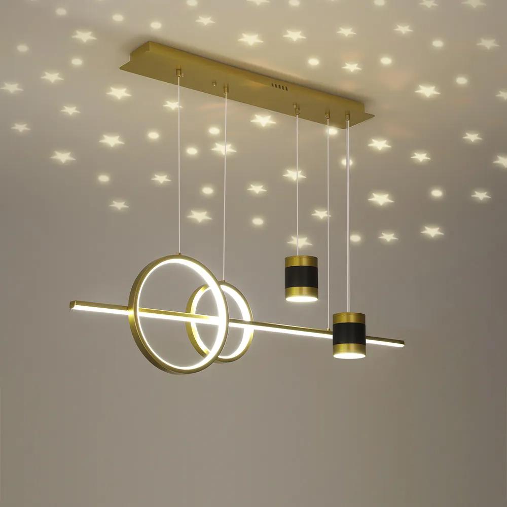 Geometric Black Kitchen Island light Starry Reflection Hanging Light 3-Way Dimmable