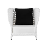 All-Weather Brown Patio Club Chair Wicker Outdoor Club Chair with Cushion & Pillow