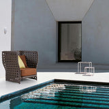 All-Weather Brown Patio Club Chair Wicker Outdoor Club Chair with Cushion & Pillow