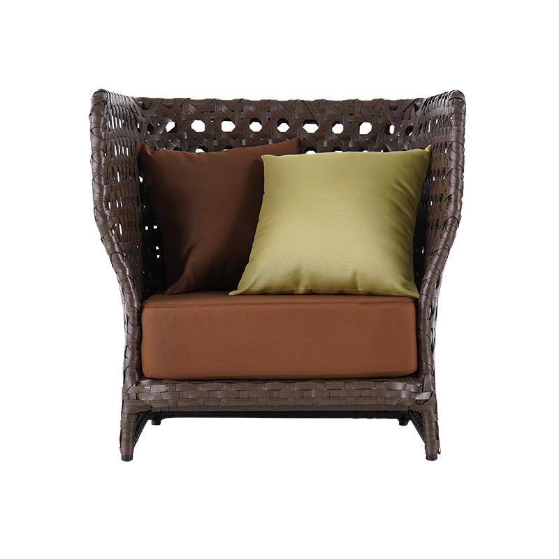All-Weather Brown Patio Club Chair Wicker Outdoor Club Chair with Cushion & Pillow