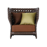 All-Weather Brown Patio Club Chair Wicker Outdoor Club Chair with Cushion & Pillow