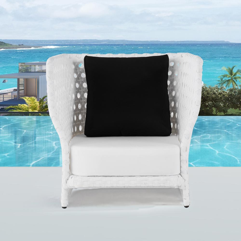 All-Weather Brown Patio Club Chair Wicker Outdoor Club Chair with Cushion & Pillow