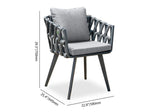Aluminum & Rattan Outdoor Patio Dining Chair Armchair with Cushion in Gray (Set of 2)