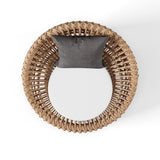 Austen Rattan Outdoor Barrel Chair Nest Shape Sidechair with Cushion in Brown