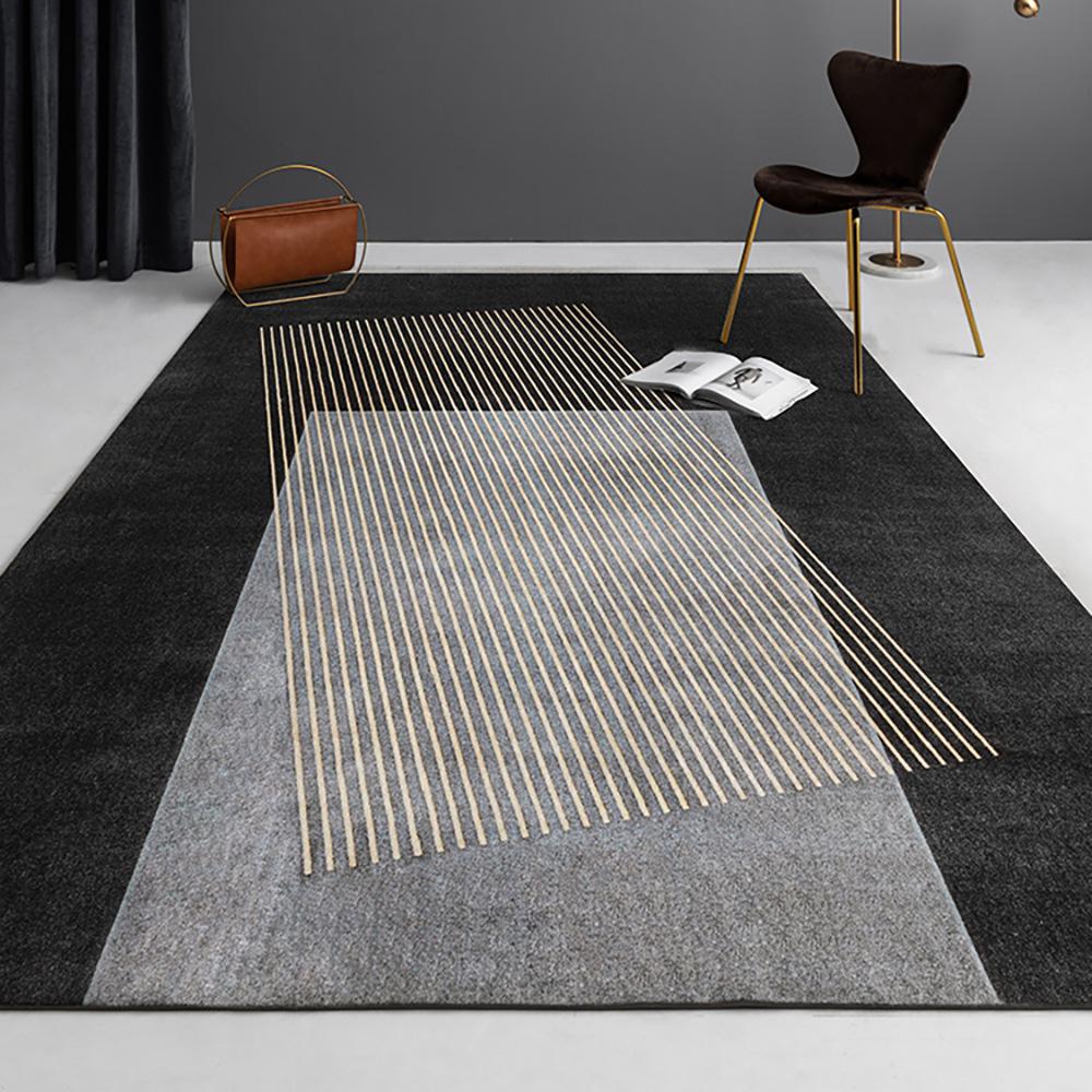 5' x 8' Designer Modern Style Rectangular Black Geometric and Physics Area Rug