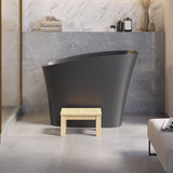 47" Modern Oblique Deep Freestanding Matte White Stone Resin Japanese Soaking Bathtub