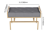 31.5'' Modern White Faux Leather Upholstered Bench with Gold Metal Legs