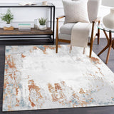 5' x 8' Modern Abstract Ink Painting Multi-colored Rectangle Area Rug