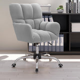 Modern Office Chair Upholstered Cotton & Linen Swivel Task Chair Height Adjustable