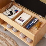 Farmhouse Mini Upholstered Shoe Rack Flip-Top Stool-Gray