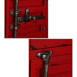 Industrial Loft Red Nightstand Retro Bedside Storage Cabinet with Door & Drawer