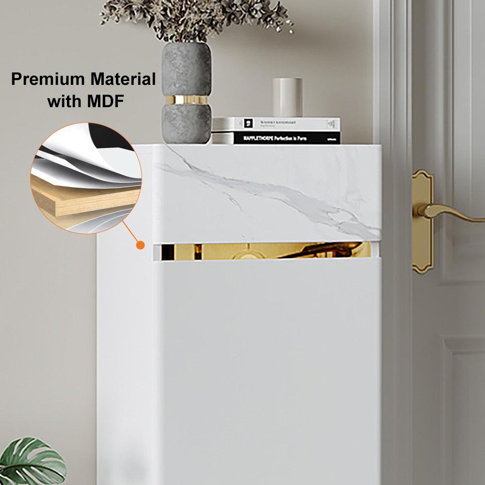 White Tall Shoe Cabinet with 5 Shelves for 10 Pairs Shoes Narrow Entryway Shoe Storage