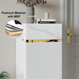 White Tall Shoe Cabinet with 5 Shelves for 10 Pairs Shoes Narrow Entryway Shoe Storage
