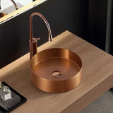 Contemporary Gold Round Stainless Steel Vessel Sink Luxury Wash Sink