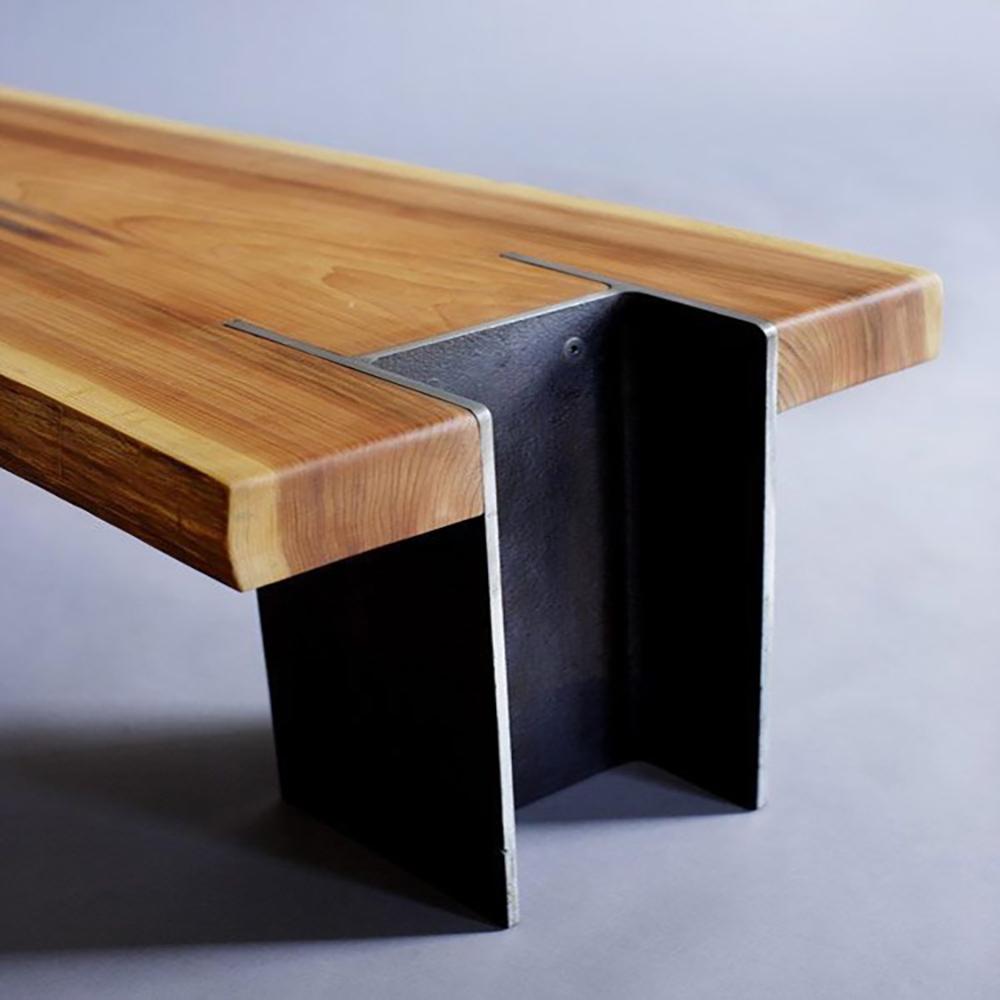 Retro Natural Bench Entrway Bench Metal Legs Bench