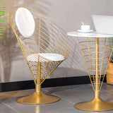 White Metal Dining Chair Velvet Upholstered Balloon Chair