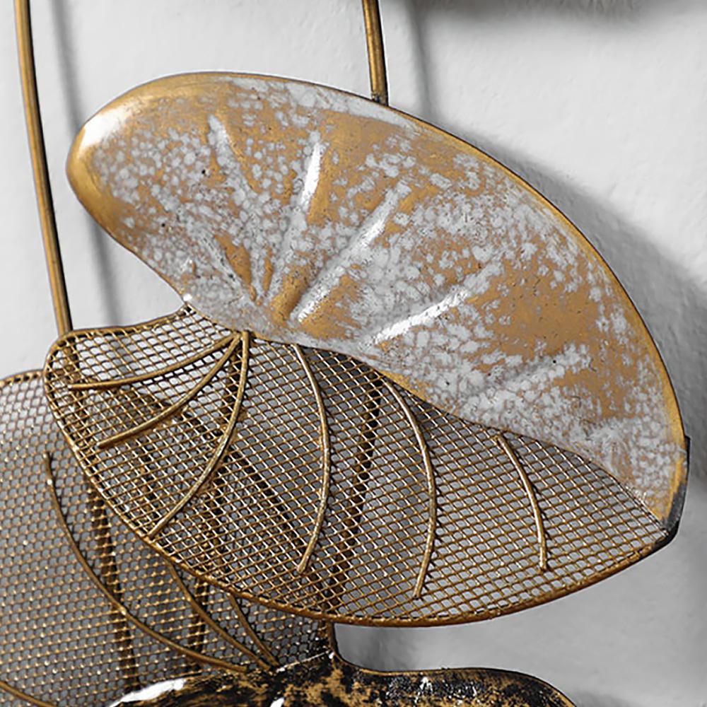 2 Pieces Metal Lotus Leaves Wall Decor with Black Rectangle Frame
