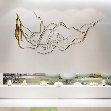 Luxury Abstract Wavy Lines Wall Decor Irregular Metal Wall Art in Gold