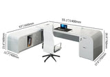 L-shaped Modern Executive Desk with Ample Storages Right Hand in White