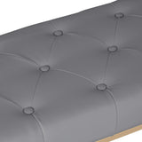 31.5'' Modern White Faux Leather Upholstered Bench with Gold Metal Legs