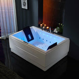 71" Modern Acrylic Corner Bathtub Whirlpool Air Massage 3 Sided Apron Tub in White Chromatherapy LED