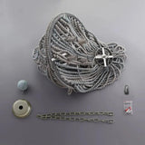 Kesarre Retro Wood Beaded Chandelier Empire Ceiling Light in Gray & Blue
