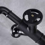 Ruth Industrial Pipe Bathroom Vessel Sink Faucet Matte Black 1-Hole 2-Handle Solid Brass