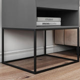 Blue Bedroom Nightstand with Drawer Bedside Table Metal Base