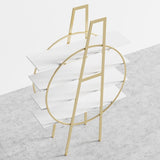 4-Tier Round Open Bookshelf White Display Shelf Gold Frame