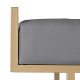 31.5'' Modern White Faux Leather Upholstered Bench with Gold Metal Legs