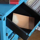 Industrial Loft Red Nightstand Retro Bedside Storage Cabinet with Door & Drawer