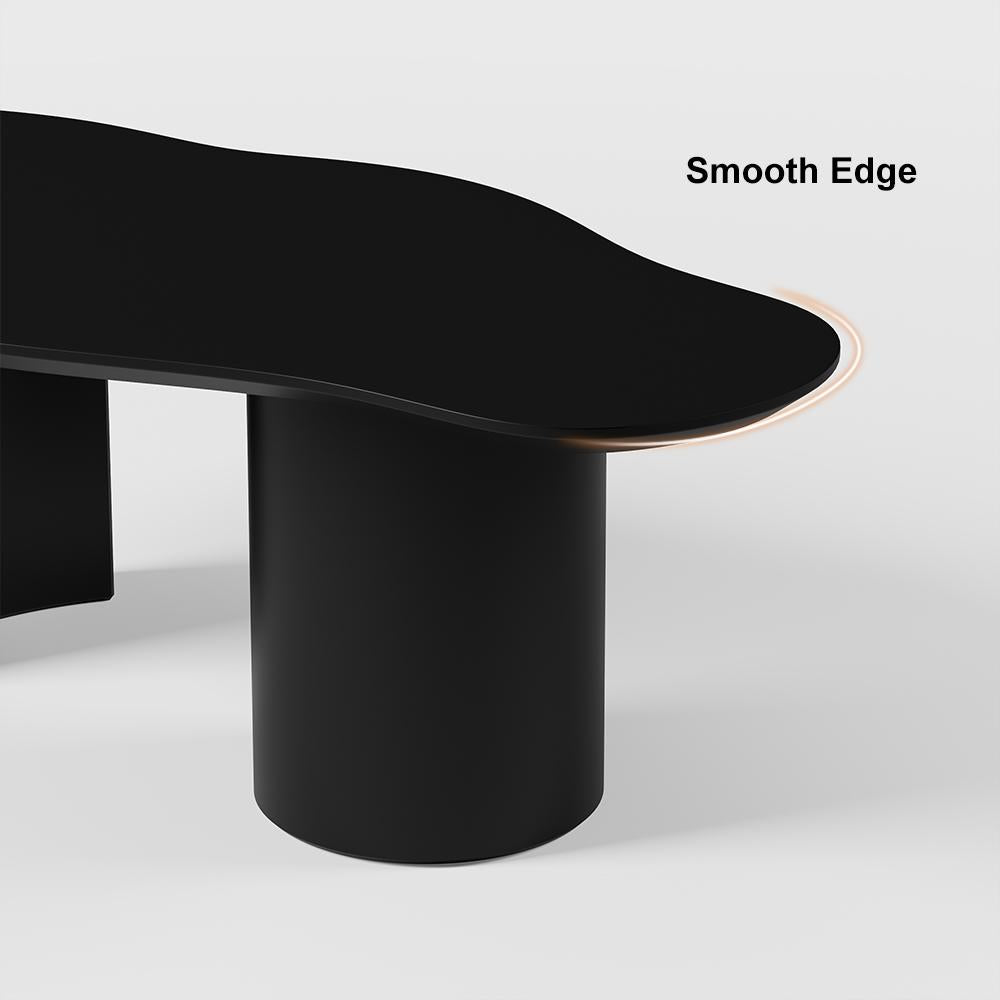 47" Modern Funky Wood Coffee Table Abstract Cloud Shaped in White