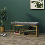 Velvet Upholstered Entryway Bench with Storage Bed Bench in Green