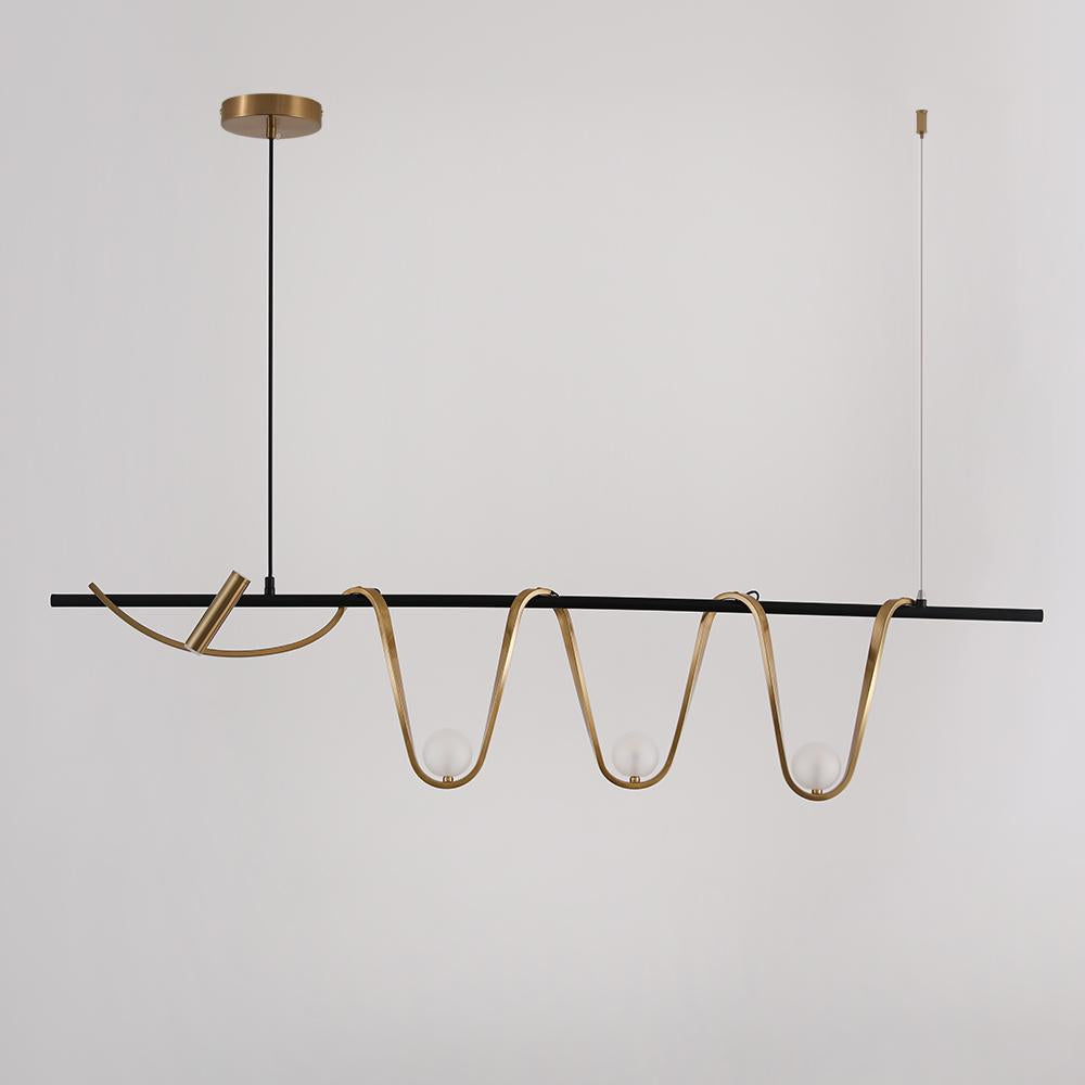 Modern Bronze Linear Island Light Unique Spiral Pendent Light for Dining Room