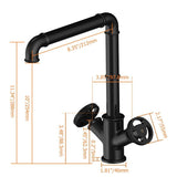 Ruth Industrial Matte Black Single Hole Kitchen Faucet Brass Double Handle