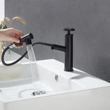 Ruth Industrial Pipe 1-Hole Pull Out Bathroom Sink Faucet Matte Black 1-Handles Solid Brass