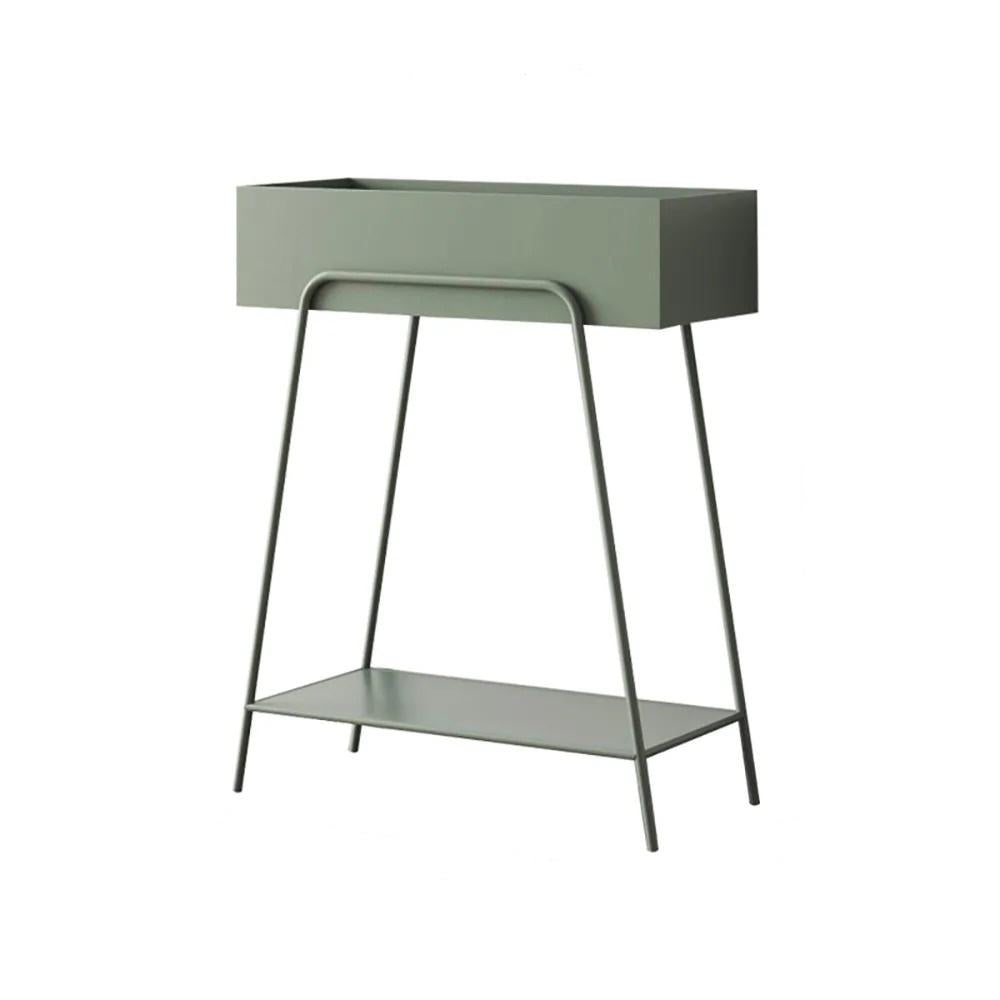 Green Rectangular 2-Tier Plant Stand Indoors Display Shelf Storage Shelving Metal