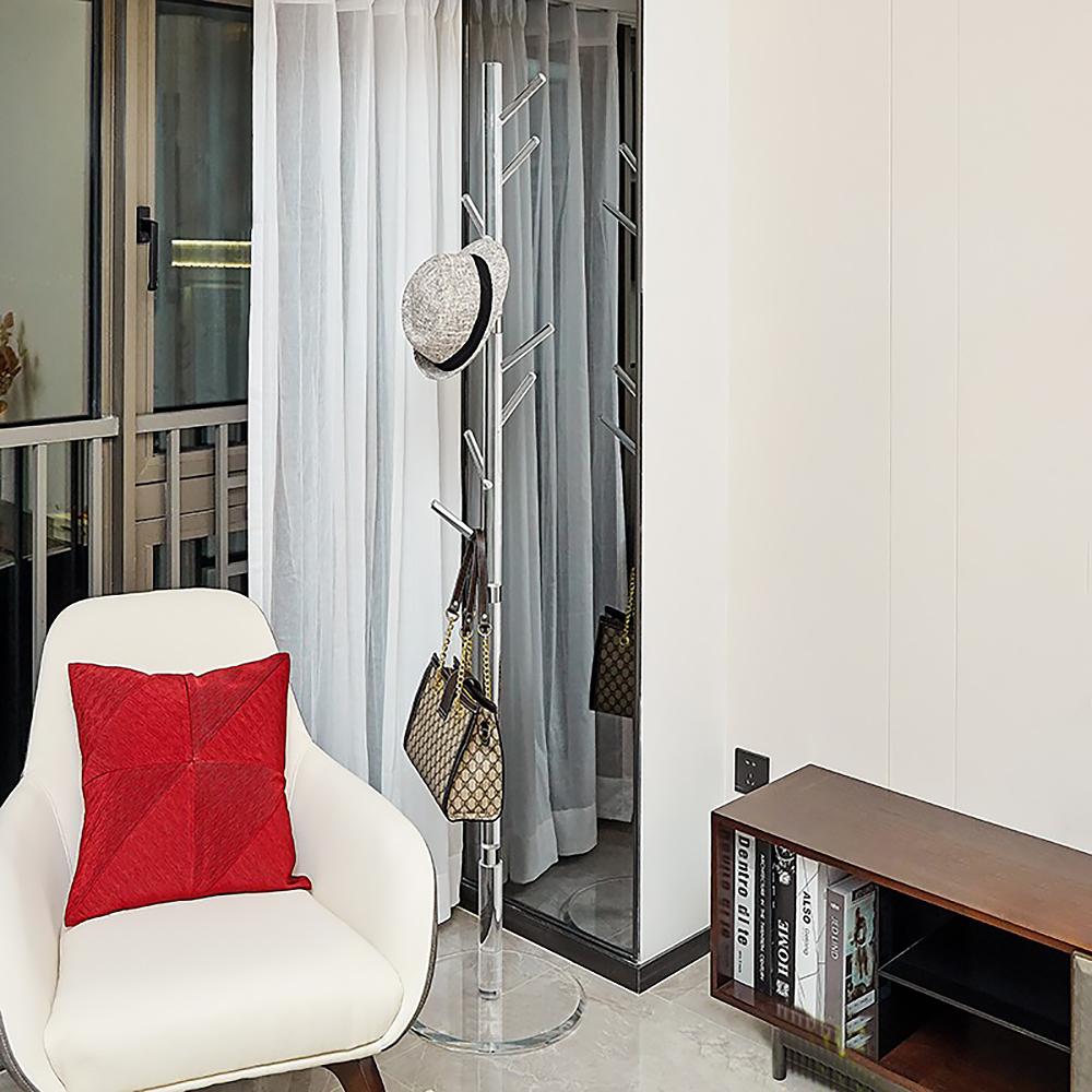 Minimalist Clear Tree Coat Rack Stand Entryway Coat Hanger Stand with 8 Hooks
