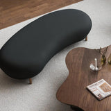 Modern White Velvet Bench Upholstered Curved Bench for End of Bed with Metal Legs