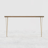 39" Modern Walnut Narrow Rectangular Console Table with Wooden Top Metal Legs